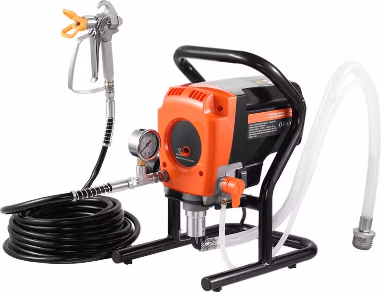 Spruzzatore di vernice airless con supporto, 900 W, spruzzatore airless ad alta pressione 3300 PSI, spazzola per la pulizia, tubo flessibile, asta di prolunga, ugelli, macchina elettrica per verniciatura a spruzzo per interni o esterni di case, recinzioni