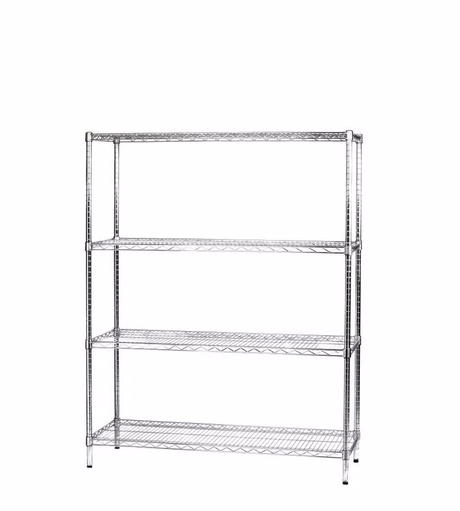 Scaffale metallico Archimede Serena Group con 4 ripiani regolabili, colore argento, L: 121 cm, P: 46 cm, H: 160 cm