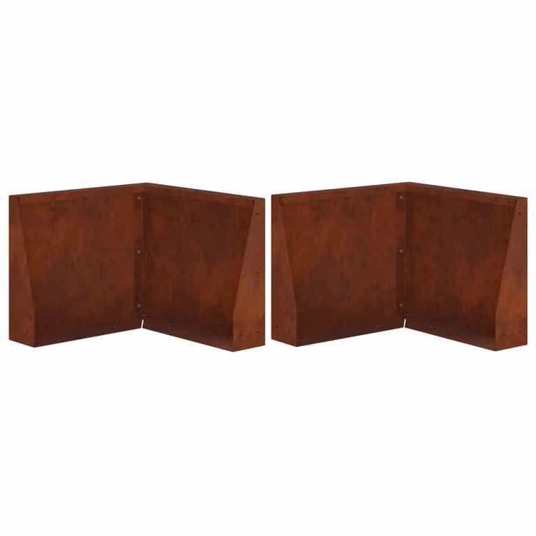 Set di 2 pezzi di muretti di contenimento e aiuole rialzate vidaXL in acciaio Corten color marrone, L/P/H: 50 x 50 x 50 cm