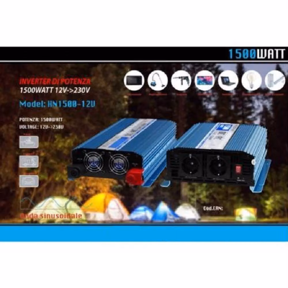 Inverter di potenza Maxtech HN1500-12V da 12V a 230V con onda sinusoidale 1500W colore blu – 2
