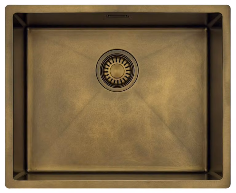 Lavello da cucina 50x40 cm, finitura bronzo anticato, da incasso, modello Pure.Sink Luxion