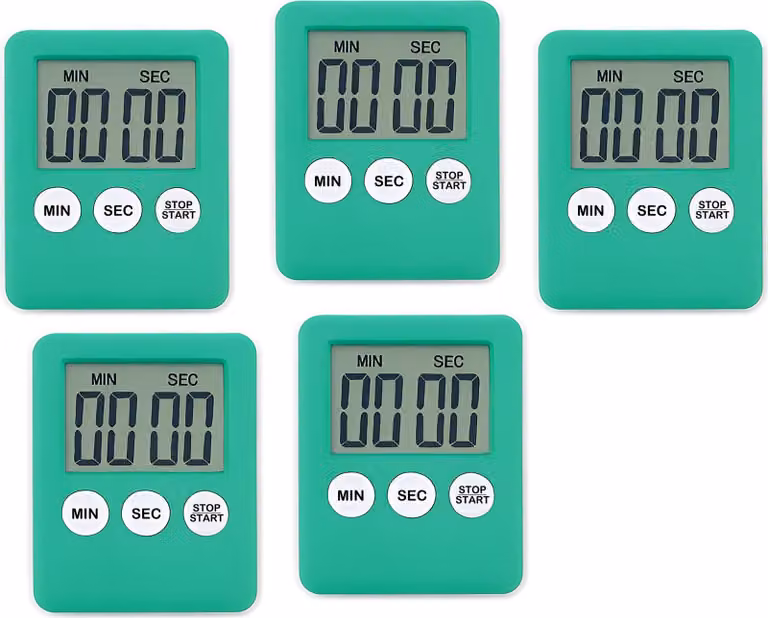 Set di 5 timer digitali, timer da cucina, sveglie verdi