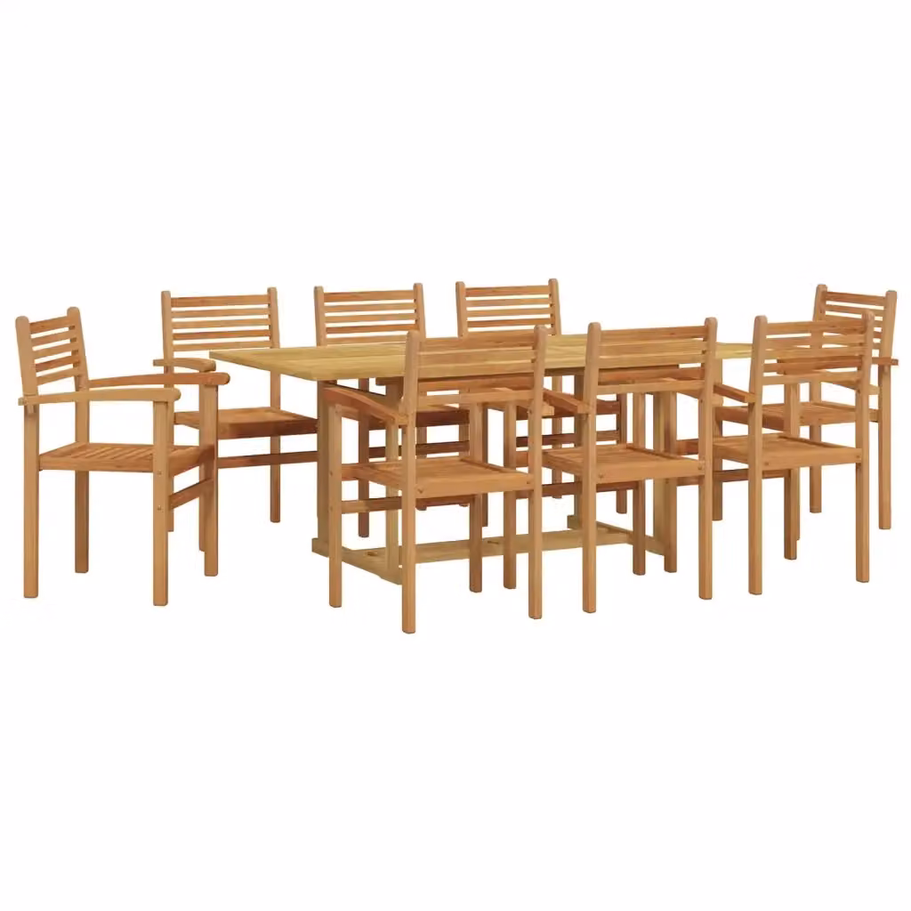 Set da pranzo per giardino e terrazzo vidaXL in legno di teak marrone, 9 pezzi – 2
