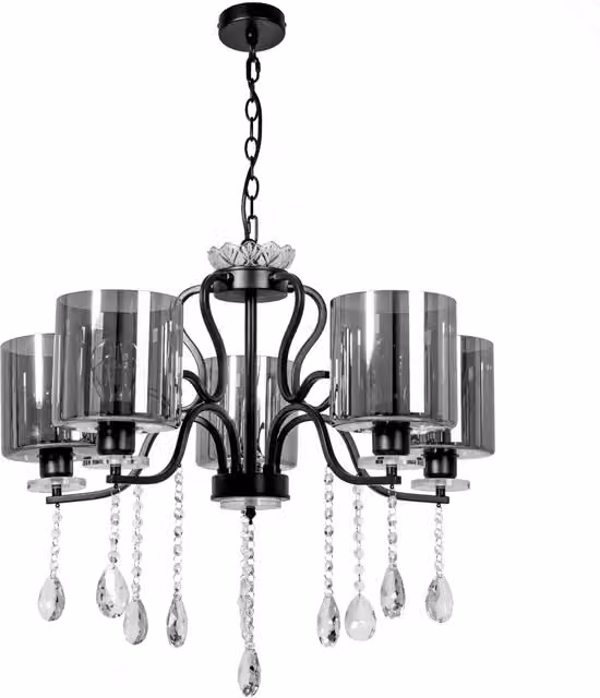 Lampada a sospensione Cristal Toolight in metallo e cristallo nero e trasparente