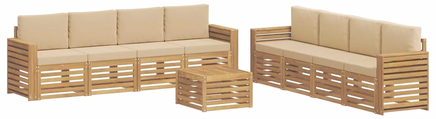 Set di pouf componibili, 9 pezzi, colore beige, dimensioni 59 x 59 x 37 cm, materiale: poliestere