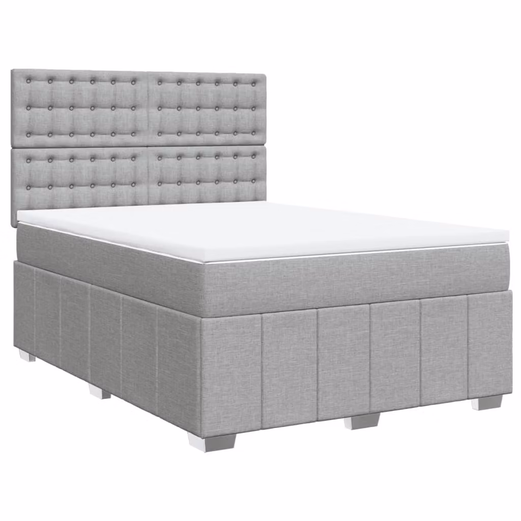 Giroletto a Molle con Materasso Grigio Chiaro 160x200cm Tessuto