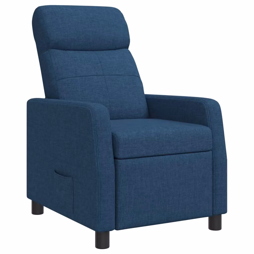 Poltrona reclinabile relax in tessuto blu con braccioli e design moderno per soggiorno o ufficio in casa – 2