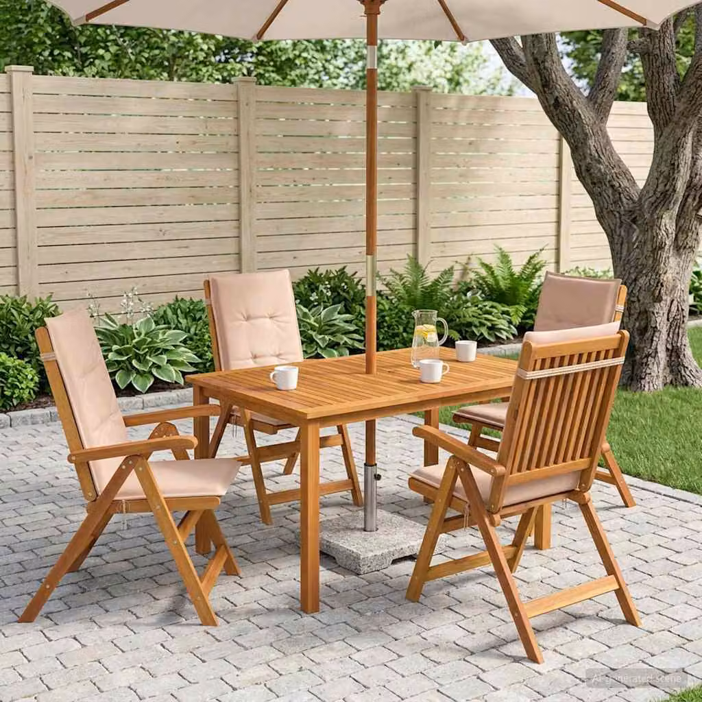 Set da pranzo da giardino vidaXL in legno di acacia naturale composto da 5 pezzi