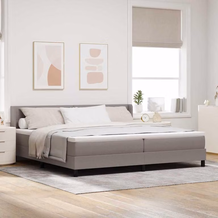 Maison Exclusive - Letto boxspring con testiera color taupe, 200 x 200 cm, rivestimento in tessuto