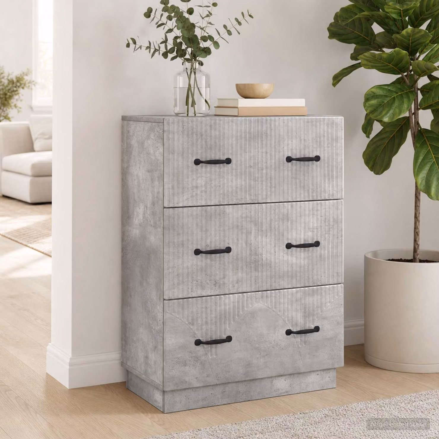 Mobile con cassetti vidaXL in stile moderno, colore grigio cemento, L: 66 cm, P: 34,5 cm, H: 87 cm