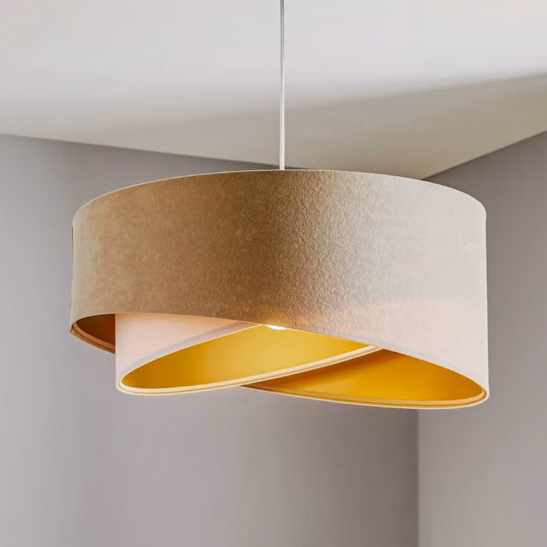 Lampada a sospensione Vivien Maco Design, dimmerabile, Crema / Ambra, Soggiorno / Sala da pranzo, Tessuto / Stoffa / Seta, Moderno, Lampada a sospensione