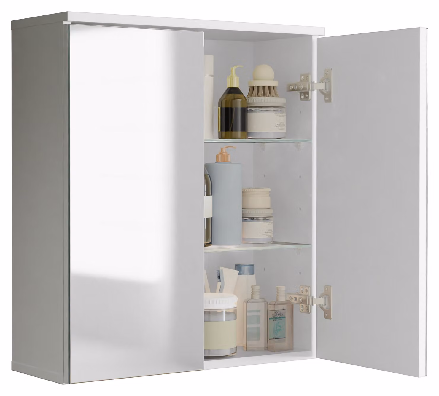 Armadio bagno - armadio a specchio senza tempo con spazio di archiviazione sufficiente, dimensioni ca. H. 61 x W. 54 x D. 20 cm, pratica soluzione di stoccaggio per il bagno, Flonali