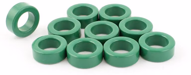 Trasformatori toroidali con nucleo in ferrite, dimensioni 22x14x8 mm, colore verde, confezione da 10 pezzi.