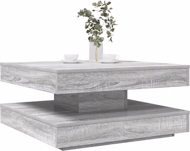 Tavolino da Caff¨¨ Girevole a 360 Gradi-Tavolino da soggiorno Grigio 70x70x34,5 cm 226690
