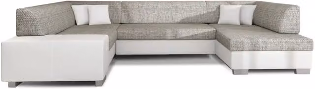 Divano panoramico a U HAVANA MEUBLORAMA con letto, 6 posti, Grigio e Bianco, L: 322 cm, P: 176 cm, H: 68 cm – 1