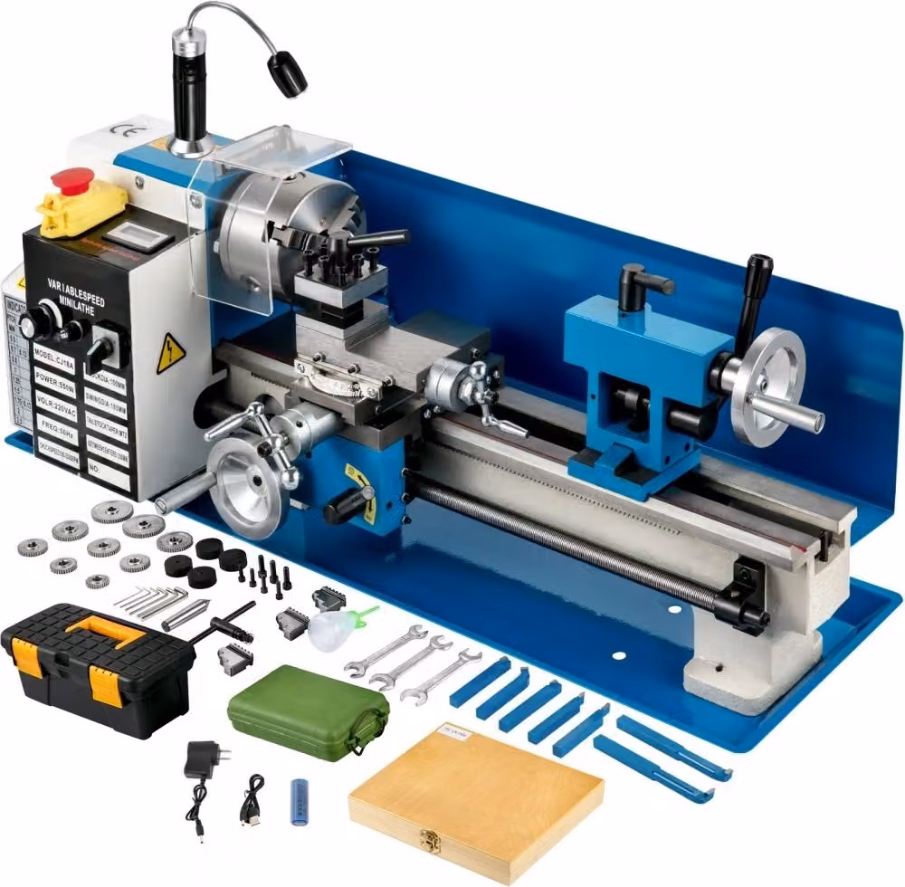 Mini tornio 550 W - Tornio per metalli - 2500 giri/min - Tornio da banco - Filettatura 12-52 TPI - Accessori inclusi.