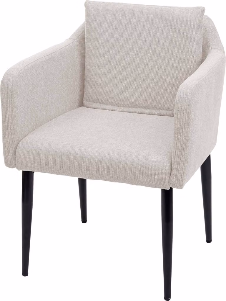 Sedia da sala da pranzo MCW-H93, sedia da cucina, sedia con schienale ~ Tessuto/tessuto color crema-beige