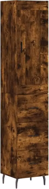 Buffet credenza con cassetti e ante per cucina o soggiorno in legno marrone H 180 x L 34,5 x P 34 cm