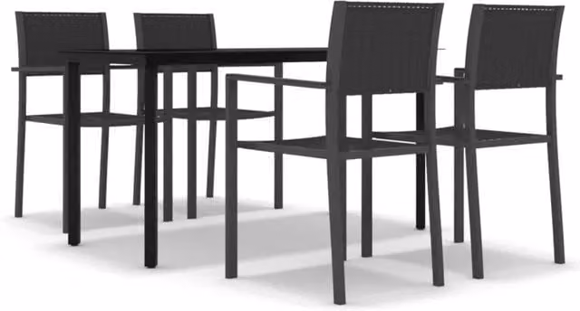 Set da Pranzo da Giardino 5 pz | Set Salotto da Giardino Nero