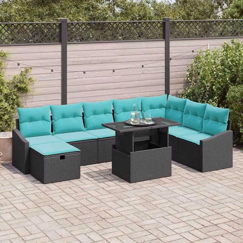 Maison Exclusive - Set da giardino composto da 9 pezzi, divano in rattan sintetico