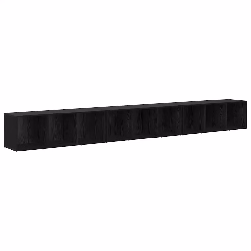 Set di 3 credenze per TV vidaXL in rovere nero stile rustico L/P/H: 37 x 35 x 107,5 cm – 2