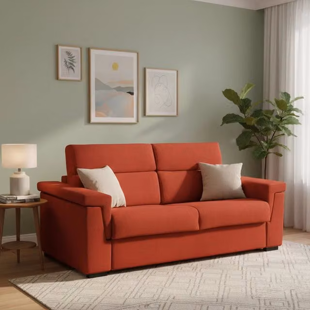 Divano Letto 3 Posti Benedetto DMORA Arancione con Rivestimento Sfoderabile Made in Italy L: 225 cm, P: 95 cm – 1