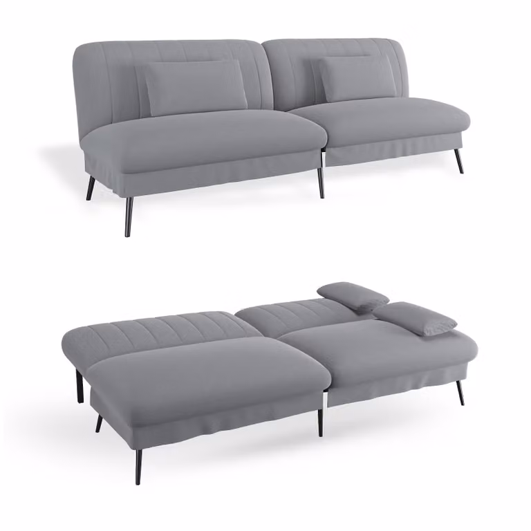 COMHOMA Divano letto pieghevole con funzione letto - Divano 2 in 1, divano letto multifunzionale con ampia superficie di riposo, divano letto salvaspazio grigio