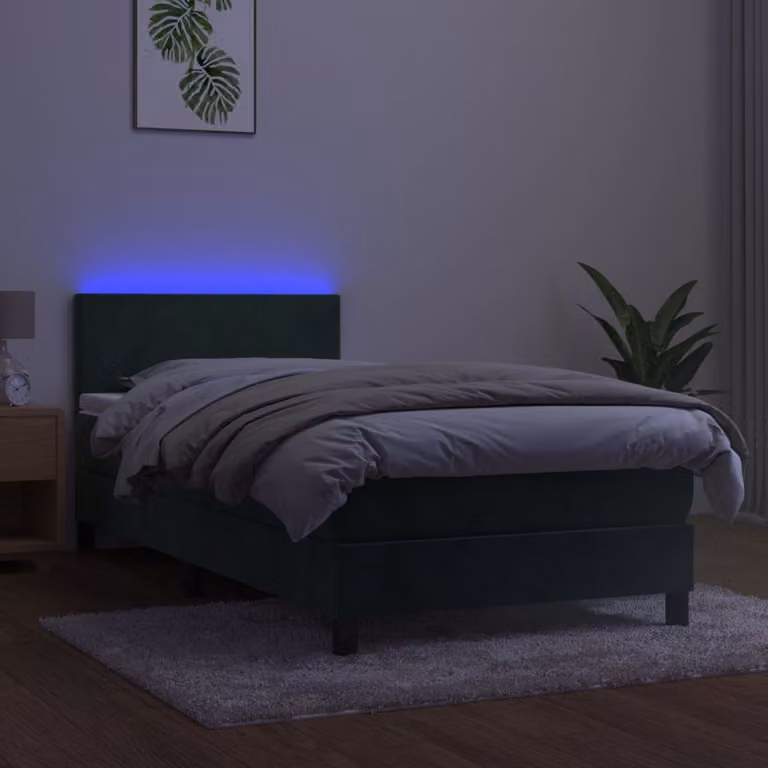 Maison Exclusive - Letto a Molle con Materasso e LED Verde Scuro 80x200cm Velluto