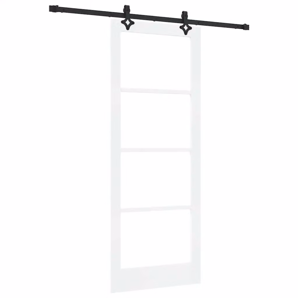Porta scorrevole moderna vidaXL in legno e vetro Bianco e Nero L: 83 cm, H: 211 cm – 2