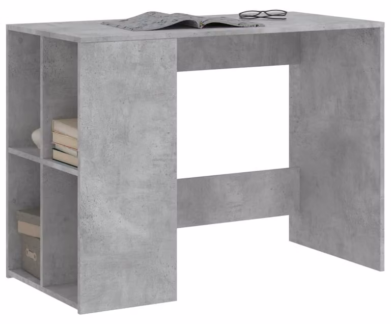 Solidchoice: Scrivania per computer pratica, di colore grigio cemento, con ampio spazio di stoccaggio