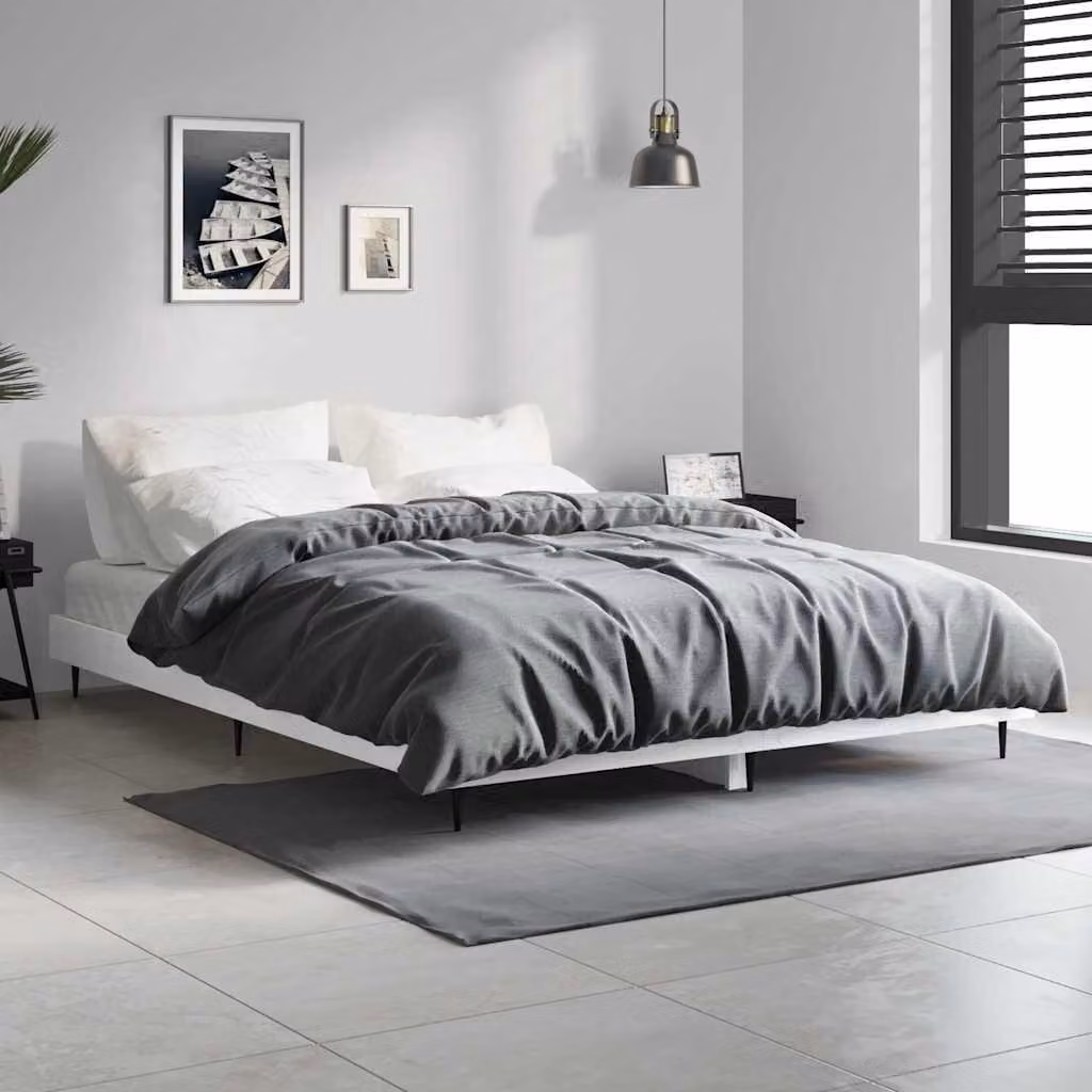 Giroletto vidaXL Bianco Lucido in Legno Multistrato e Metallo L/P/H: 140 x 190 x 143 cm