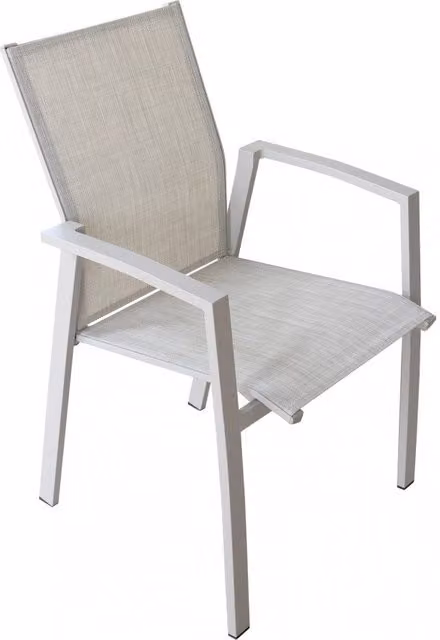 Poltrona Maili Impilabile GIORDANOSHOP in Alluminio Beige Opaco L: 57 cm, P: 61 cm, H: 89 cm
