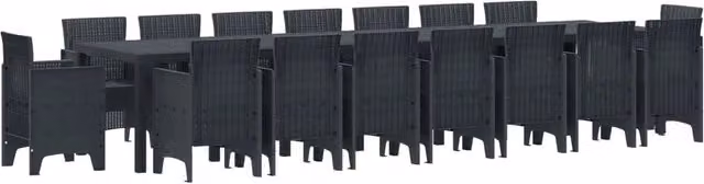 Set da pranzo da giardino vidaXL in rattan antracite con 17 pezzi e cuscini – 1
