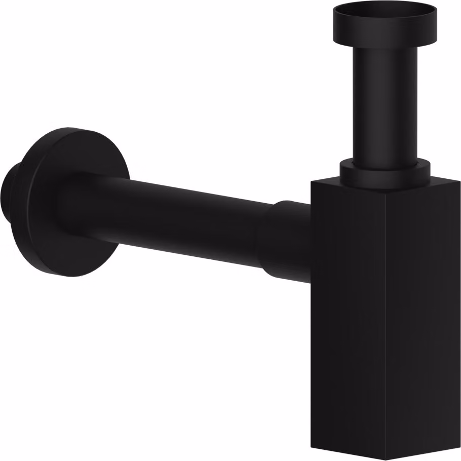 Sifone d'arredo quadrato in ottone nero opaco