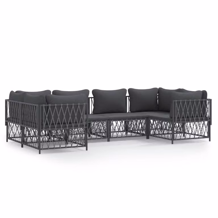 Set Salotto da Giardino 6 pz con Cuscini in Acciaio Antracite