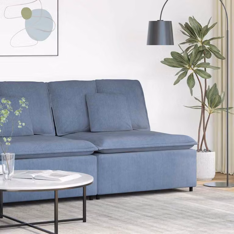 vidaXL Modulo Centrale Divano Modulare con Cuscini Blu L: 100 cm