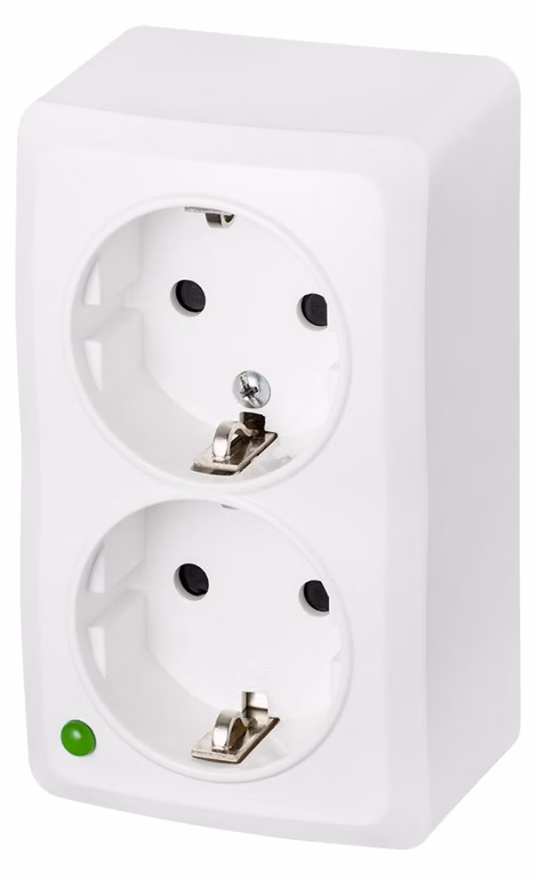 Elektroplast Double Schuko Surface Socket White