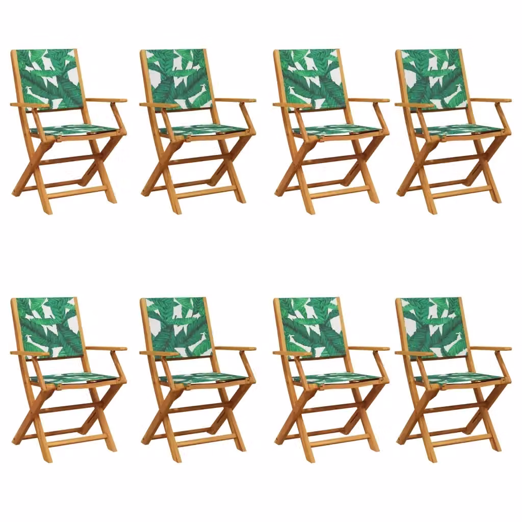 Set di 8 sedie pieghevoli vidaXL in legno di acacia oliato e tessuto verde resistente ai raggi UV per giardino e terrazzo – 2