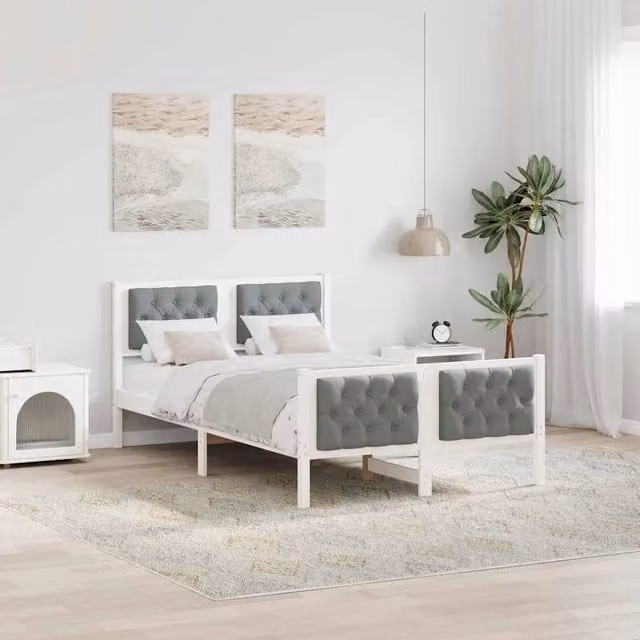 Struttura del letto Grigio chiaro 120 x 190 cm Pino massello 878418