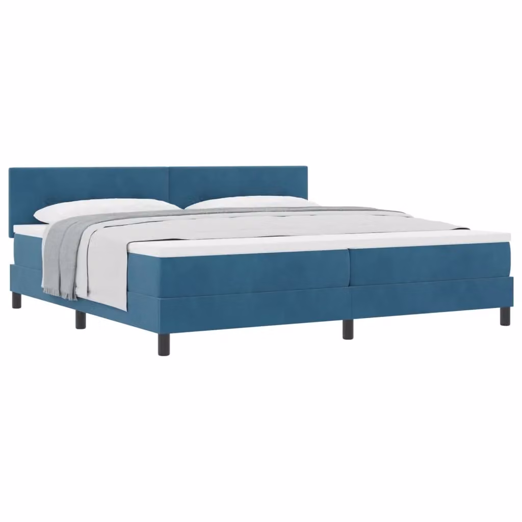 Letto a molle moderno vidaXL in velluto blu con testiera L/P/H: 200 x 200 x 103 cm – 2