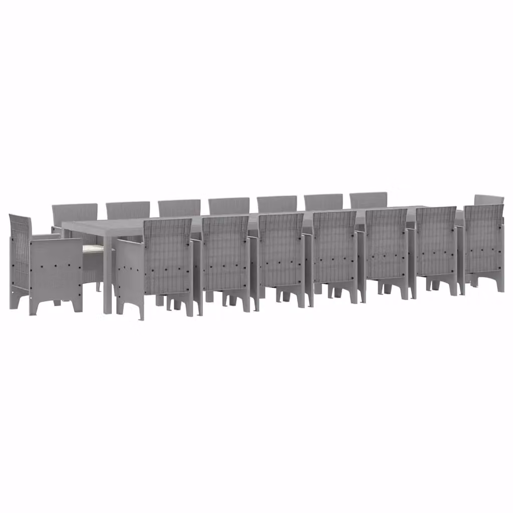 Set da pranzo da giardino moderno vidaXL in rattan grigio con 17 pezzi – 2