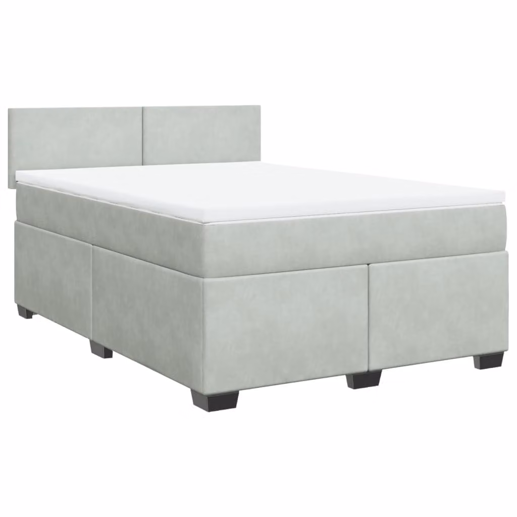 Giroletto a Molle con Materasso Grigio Chiaro 140x190cm Velluto