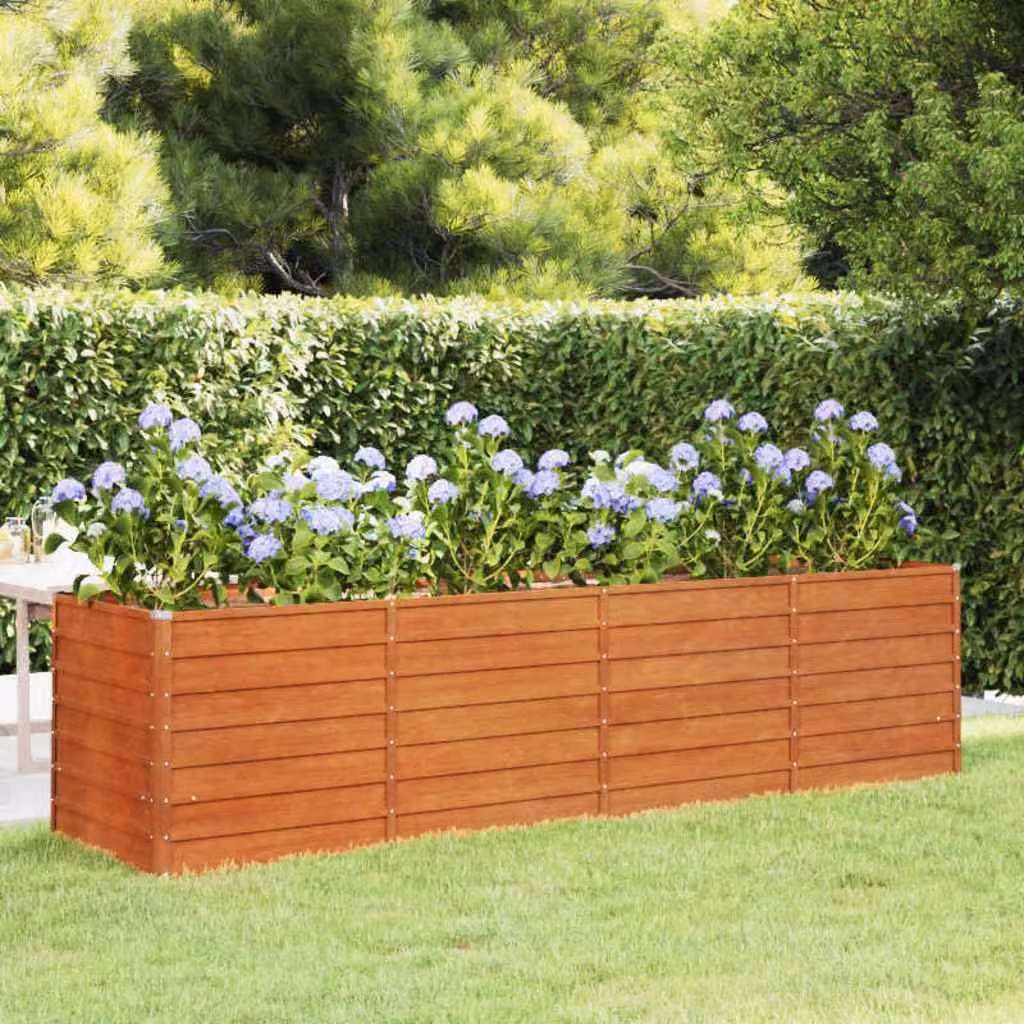 Letto rialzato da giardino vidaXL in acciaio Corten color marrone L: 320 cm, P: 80 cm, H: 77 cm