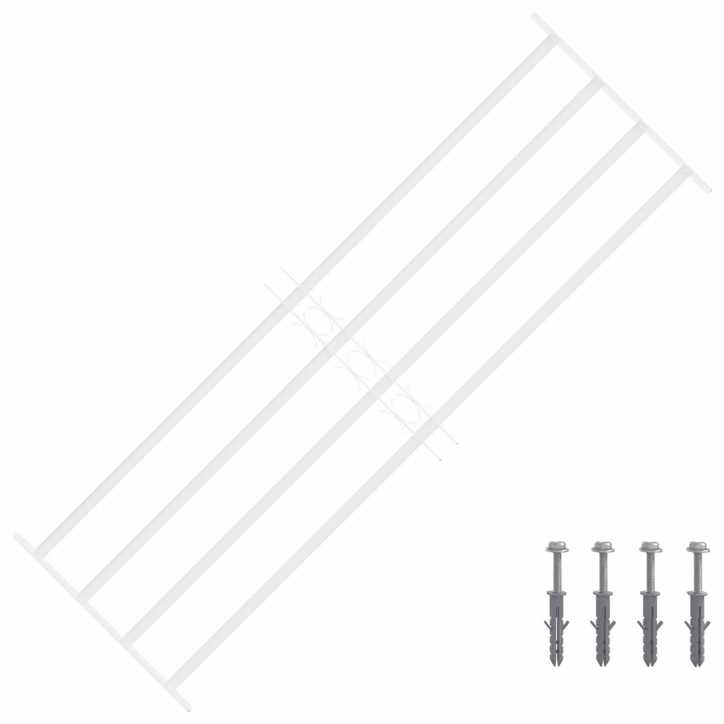 Set di 3 griglie di sicurezza per finestre vidaXL in acciaio zincato bianco con 4 barre trasversali
