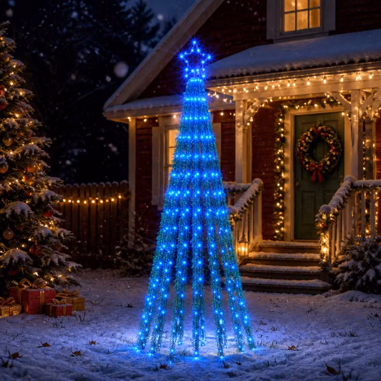 vidaXL Albero di Natale LED 180 cm 255 LED Blu Acciaio Nero
