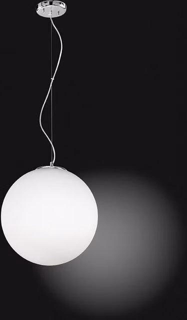 Lampada a Sospensione in Vetro Bianco, Attacco 2xE27, Potenza Massima 60W, Diametro 40 cm, Altezza Regolabile, Design Moderno ed Elegante - Perenz