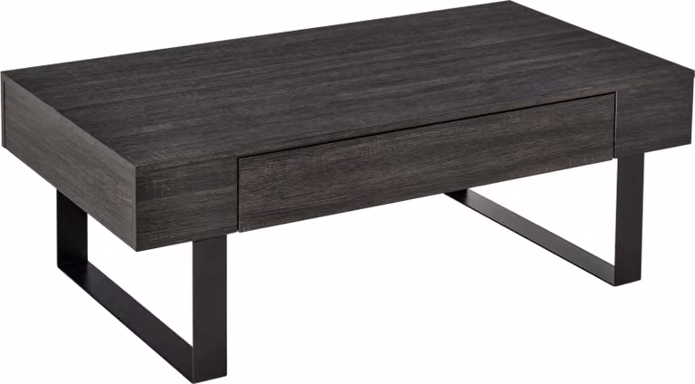 Tavolino da salotto con cassetto e ripiani, robusta struttura in acciaio, facile da montare, design moderno per il soggiorno