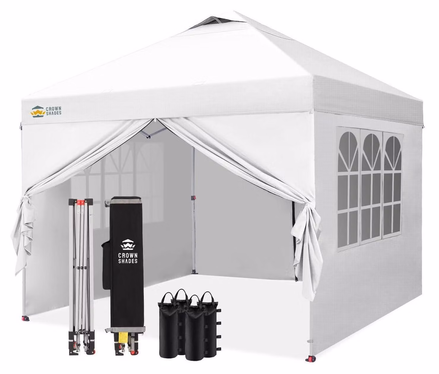 Tenda pop-up 3x3 metri, impermeabile, con 4 pannelli laterali, protezione UV 50+, altezza regolabile, colore bianco
