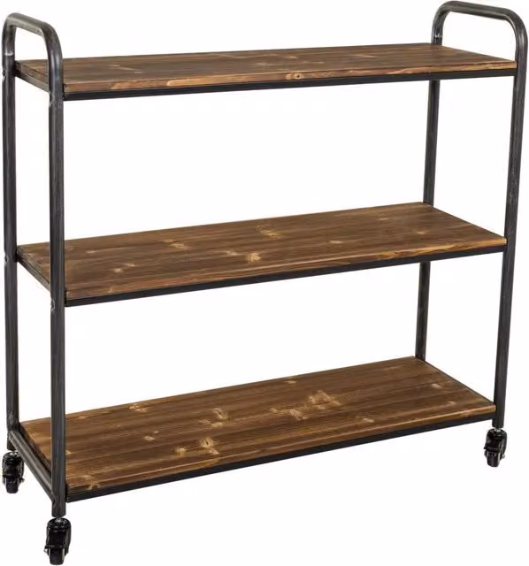 Scaffale industriale Wanderlust Deco in legno marrone e metallo con ruote L: 98 cm, P: 34 cm, H: 94,5 cm