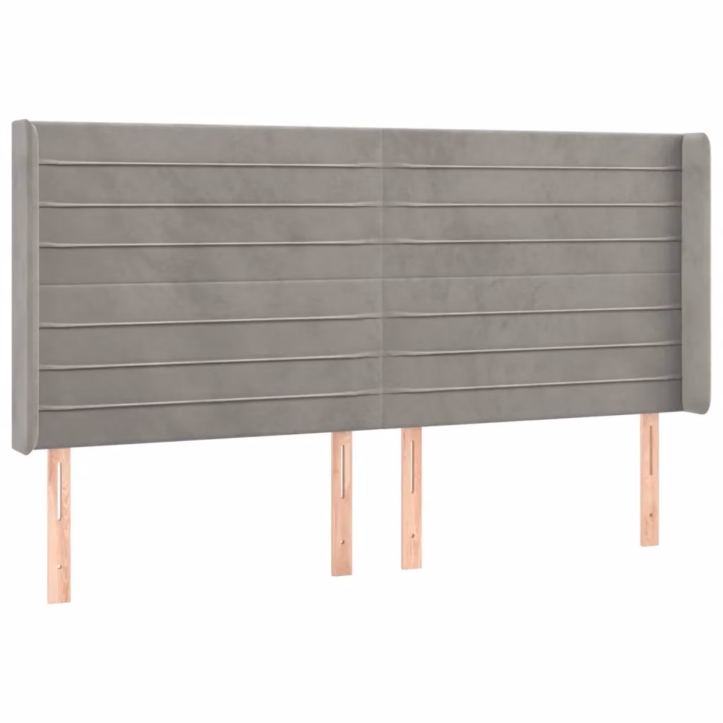 Testiera con Orecchie Design Mania in Velluto Grigio Chiaro L: 203 cm, P: 16 cm, H: 118/128 cm – 2